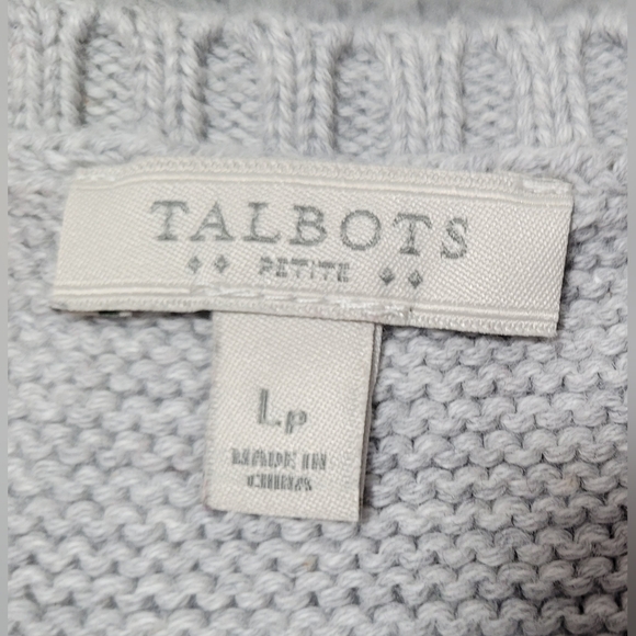 Talbots Gray Long Sleeve Knit Sweater Petite Large - Picture 6 of 9
